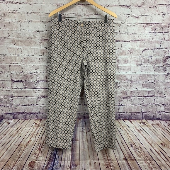 Talbots Tan Floral Print Curvy High Rise Crop Ankle Pants - Picture 1 of 10